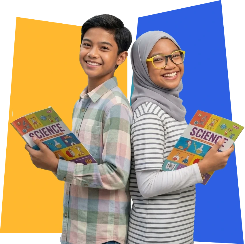 Siswa dan siswi SMP membawa buku sains